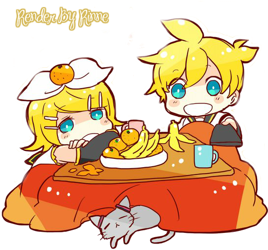 Render Kagamine Twins By Rinne297 - Kagamine Rin Len Happy New Year (599x547)