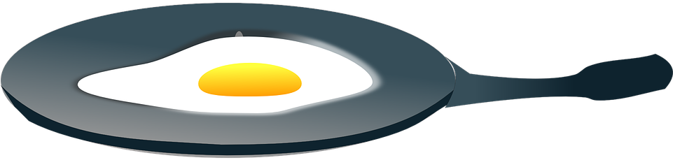 Fried Egg Clipart Skillet Pan - Egg In Pan Png (1223x340)