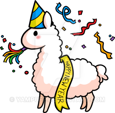 New Years Llama By Yampuff - Happy New Year Llama Tote Bag, Adult Unisex, Natural (400x393)