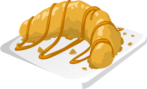 Vector Drawing Of Banana Dessert With Caramel Icing - Banana Dessert Vector (500x302)