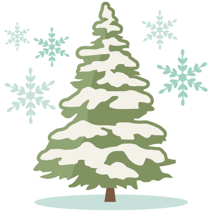 Winter Pine Tree Silhouette Clipart - Christmas Tree With Snow Silhouette (432x432)