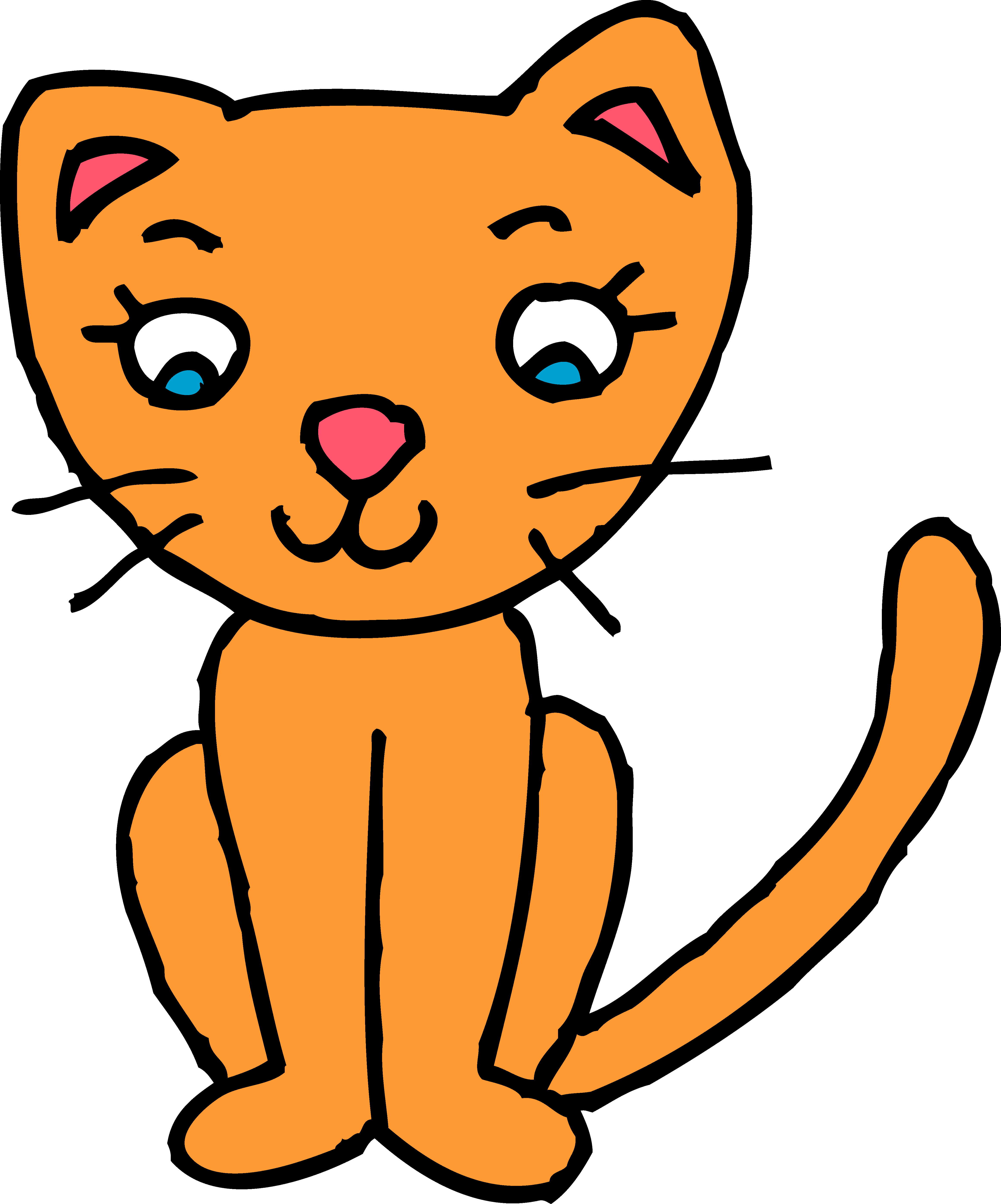 Cute Orange Kitty Cat Clipart - Cat Tshirt Clipart (4637x5577)