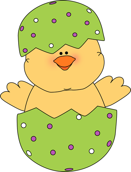 Chicken Egg Clipart - Easter Egg And Chick (417x550)