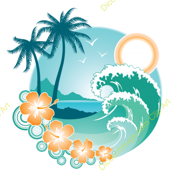 Paradise Clipart - Island Vector (360x365)