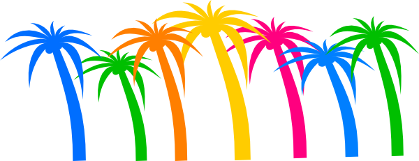 Colouful Clipart Palm Tree - Palm Tree Clip Art (600x231)