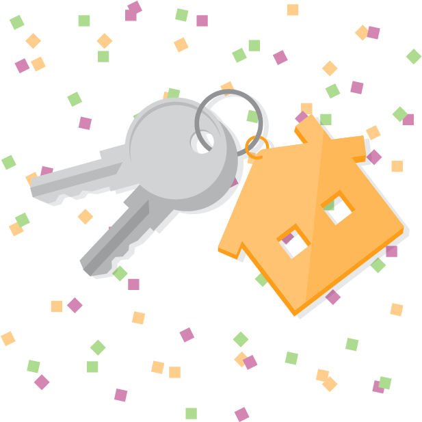House Keys With New Year's Confetti In Background - New Year New Home (625x625)