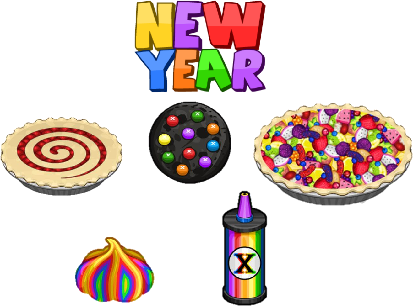 New Year Toppings - Papa's Bakeria New Year (1366x1029)