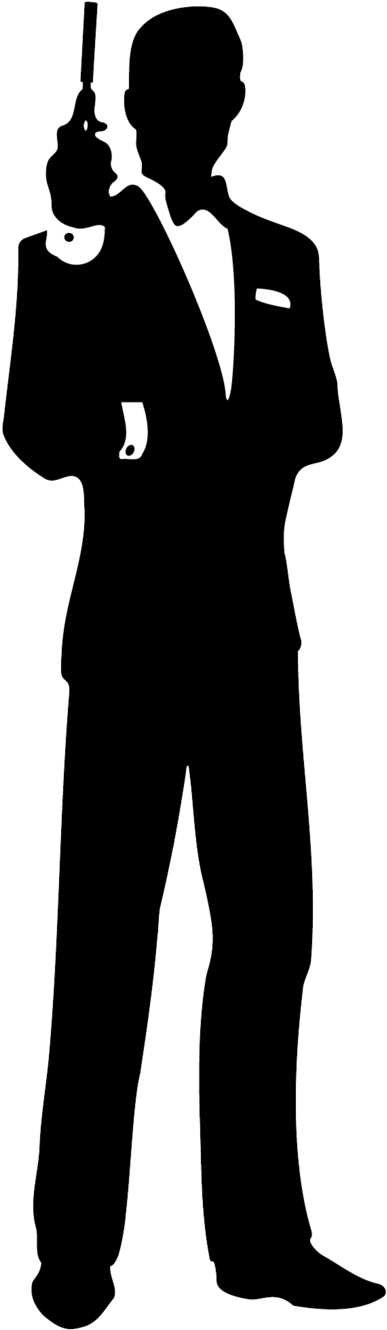 Secret Agent Silhouette Clip Art Download - James Bond Black And White (578x1383)