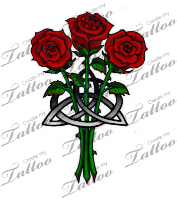 Marketplace Tattoo Roses And Celtic Knot - Celtic Cross Tattoos With Flowers (400x400)