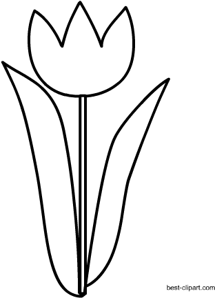 Black And White Tulip Clip Art - Black (450x450)