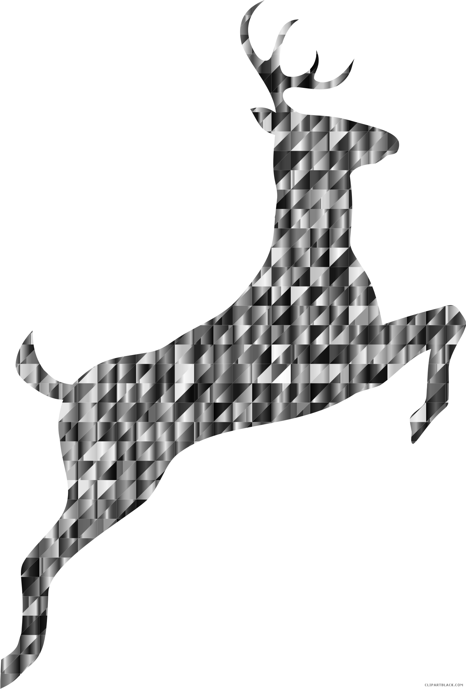 Deer Running Animal Free Black White Clipart Images - Prismatic Rainbow Butterfly Throw Blanket (1508x2226)