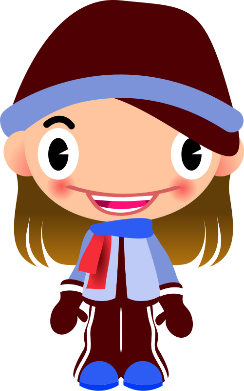 Fussball Clip Art Talking Girl In Warm Sports Clothes - Snowboarder Girl Cartoon Shower Curtain (501x800)