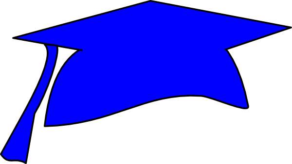 Graduation Cap And Gown Clipart - Royal Blue Graduation Hat (600x338)