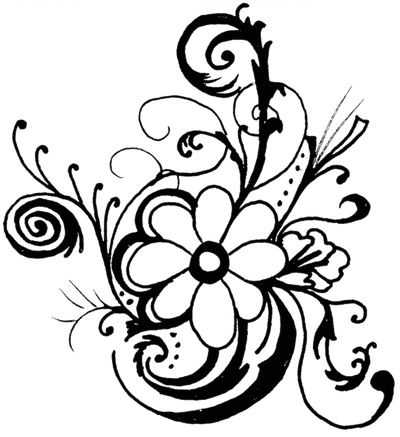 Black And White Flower Clipart (400x437)