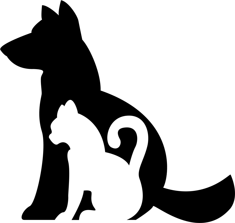 Elegant Cat Paw Print Clip Art Dog And Cat Silhouettes - Dog And Cat Silhouette Png (981x929)
