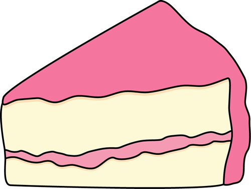 Slice Of White Cake With Pink Icing Clip Art - Clip Art Cake Slice (500x376)