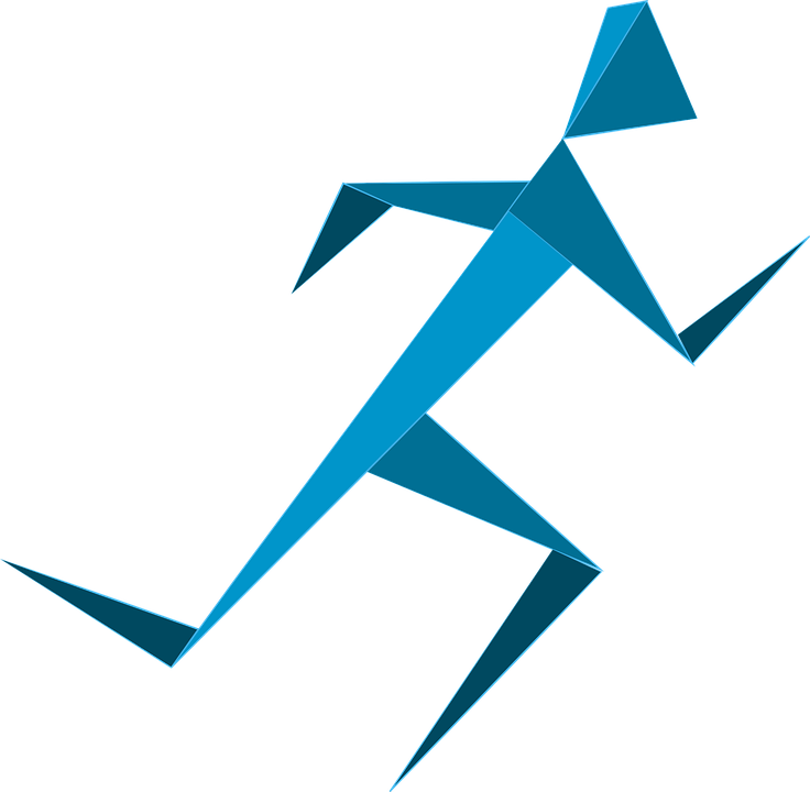 Running Man Blue Sport Run Athletic Action - Sports (736x720)