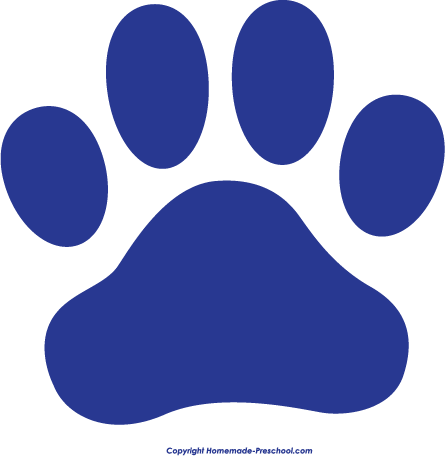 Cat Paw Free Paw Prints Clipart - Blue And White Paw Print (445x456)