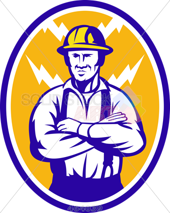 Stock Illustration Of Old Fashioned Cartoon Rendition - Construction Worker Logo (340x426)