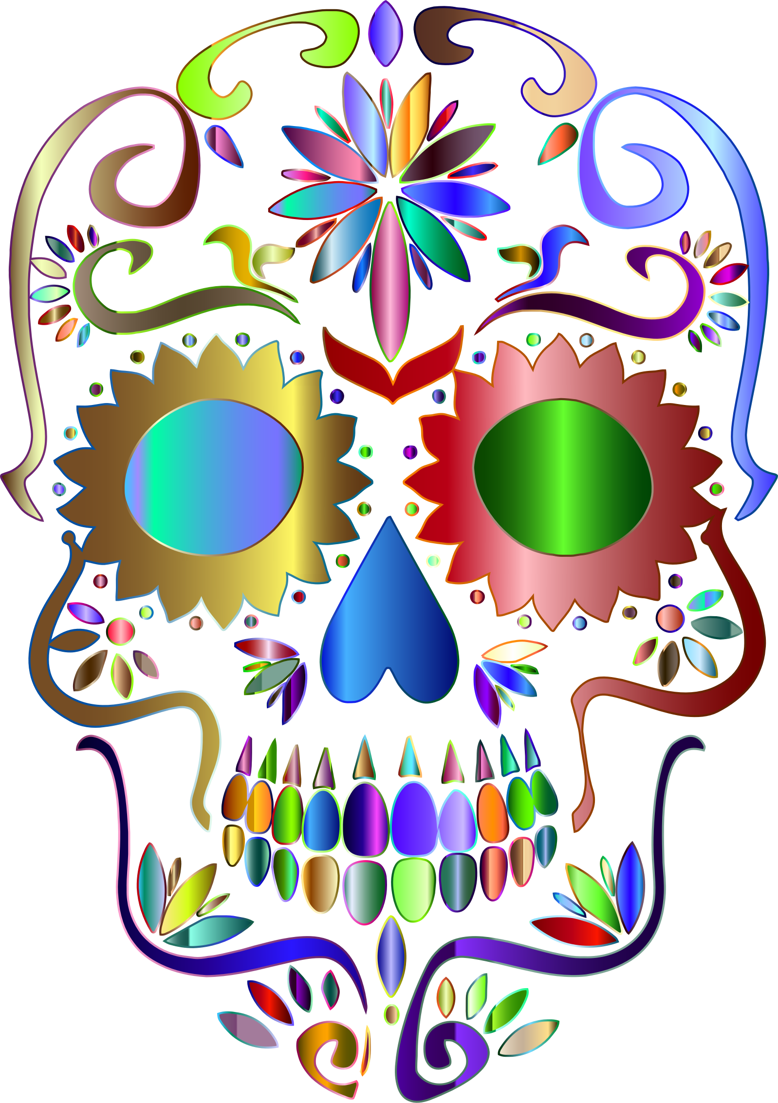 Sugar Skull Clipart Symmetrical - Sugar Skull Clip Art Png (1598x2266)