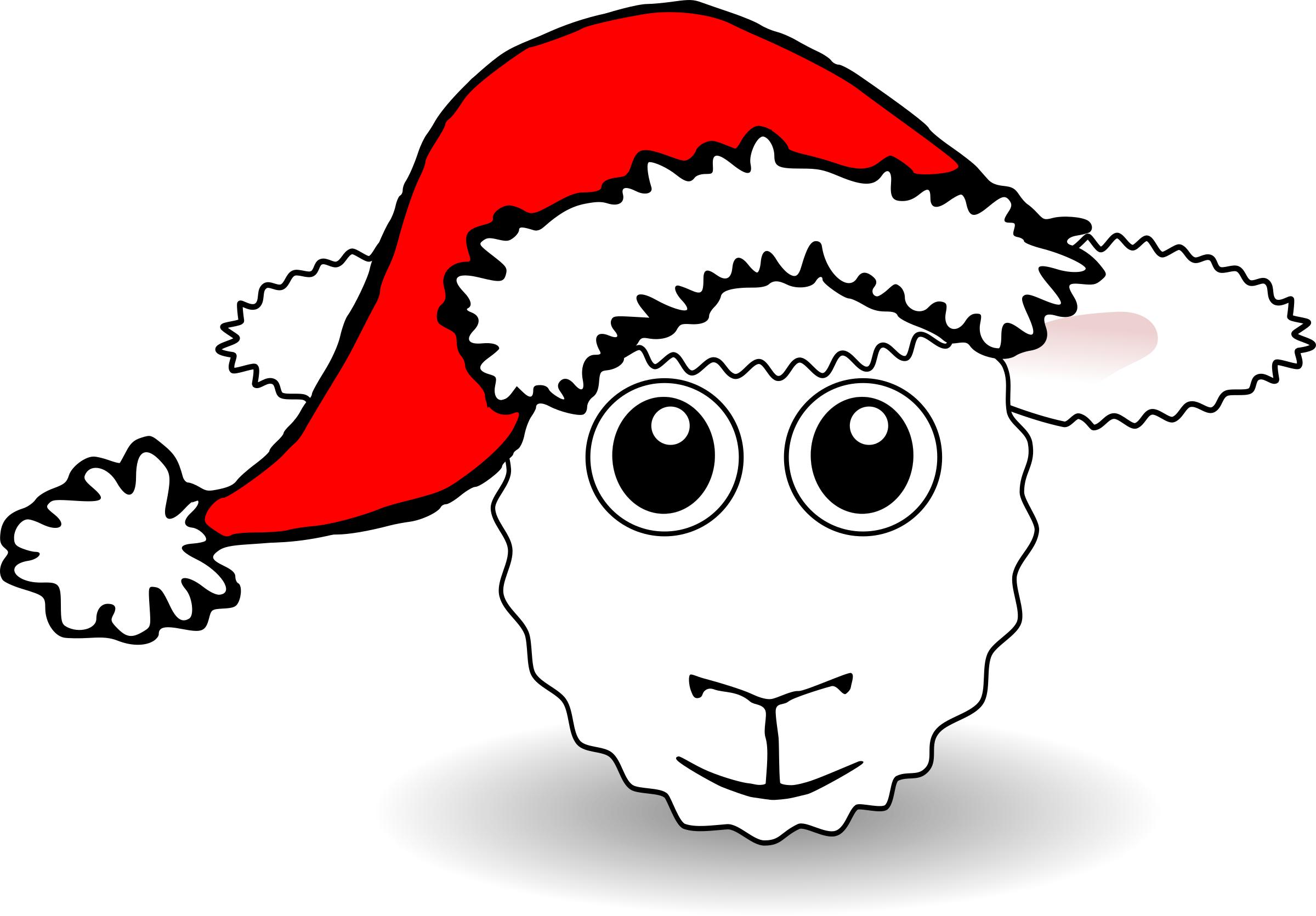 Sheep Face Cartoon With Santa Hat Scalable Vector Graphics - No Background Santa Hat (2400x1671)