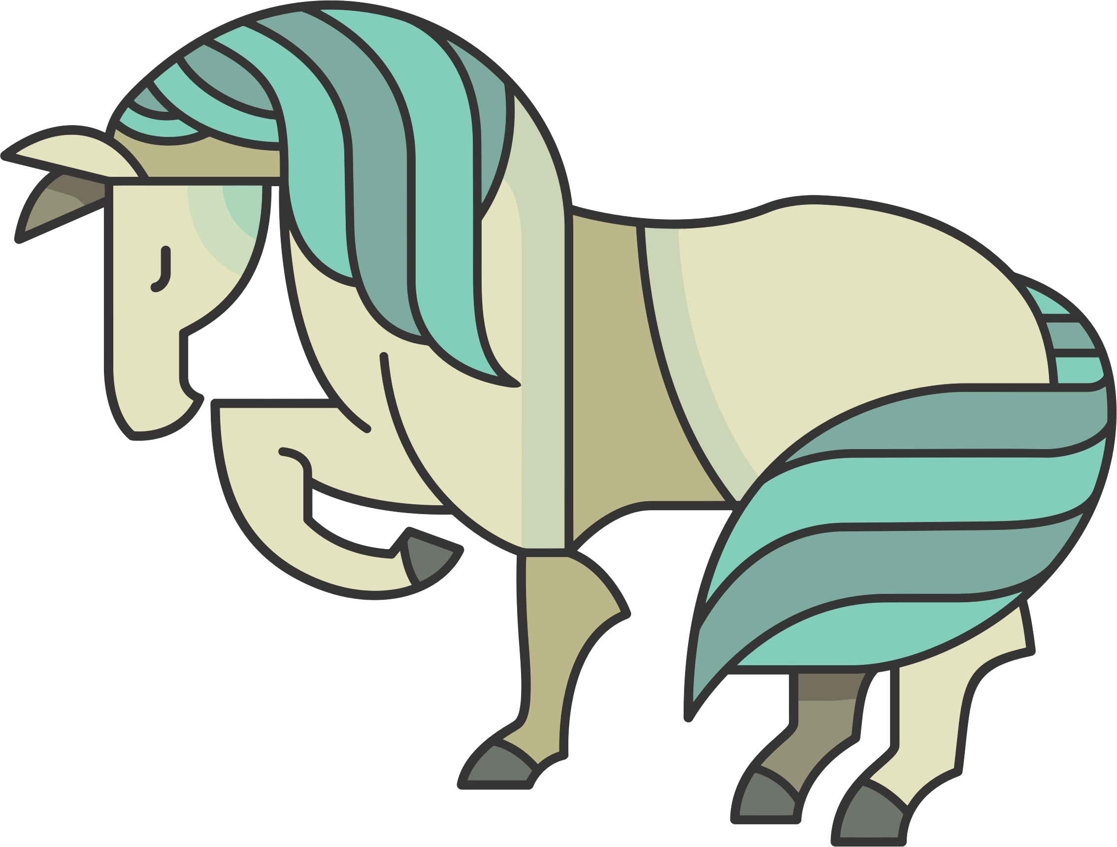 Stylized Cartoon Horse - Year Of The Horse Chinese Zodiac Illustration Pendant (2268x1720)