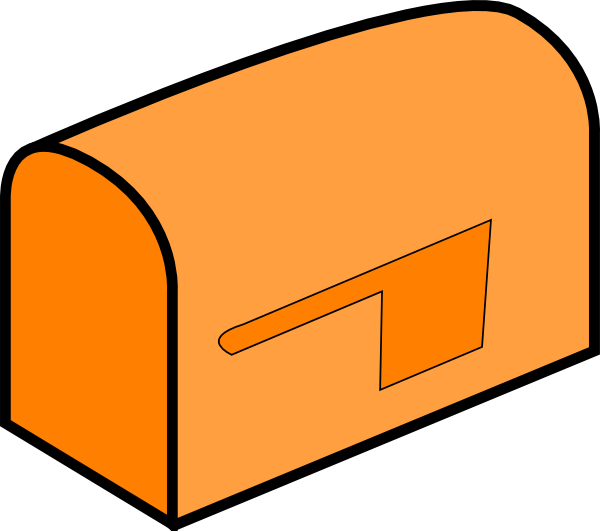Clip Art Mailbox Post Orange Mailboxhtml - Orange Mailbox Clipart (600x531)