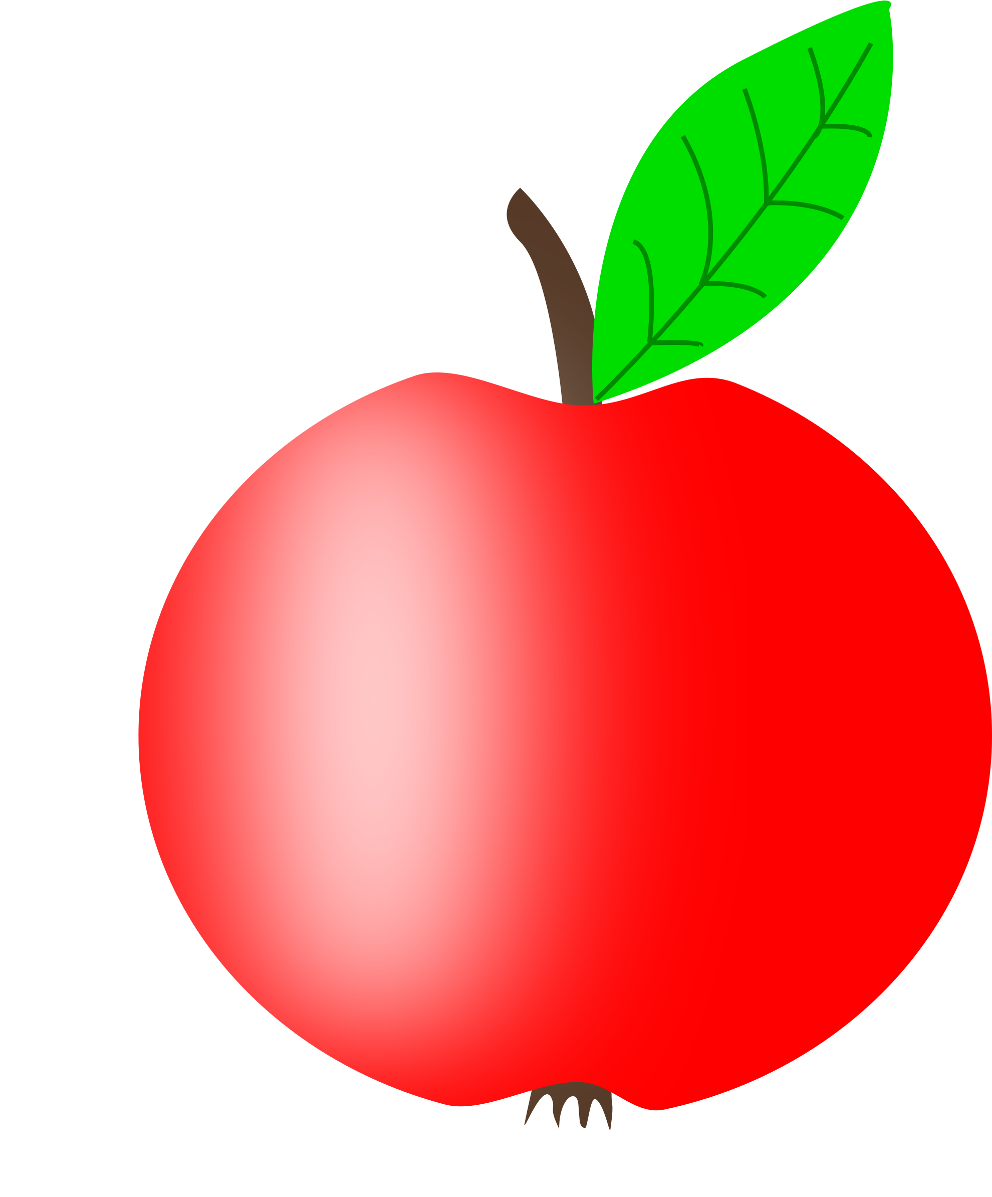 Illustration Of A Red Apple - Apple Leaves Clip Art (1980x2400)