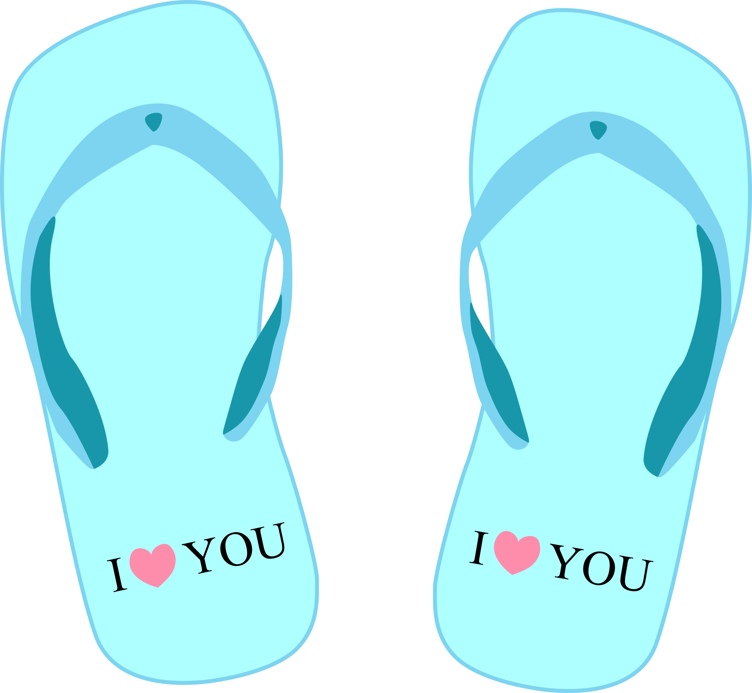 Thong Light Blue With "i Love - Summer Flip Flops Clipart Free (2400x2210)