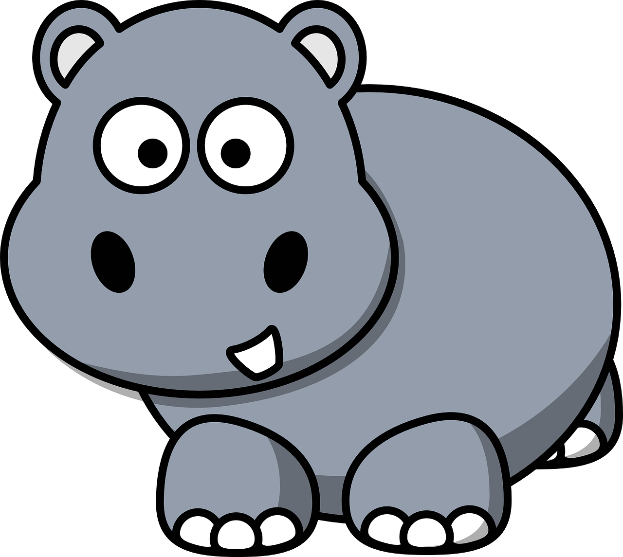 Side Hippo Clip Art - Hippo Clipart Png (1280x1145)