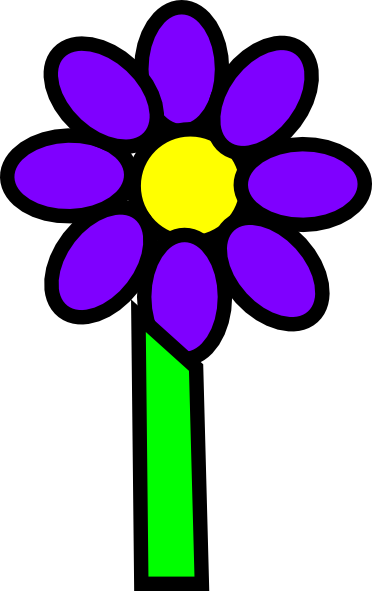 Flower With Stem Clip Art - Purple Flower With Stem Clipart (372x591)