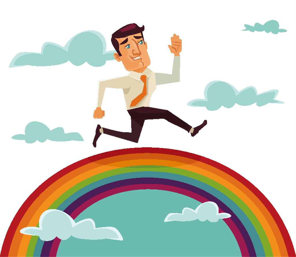 Run Rainbow Cartoon Illustration - Man (1024x889)