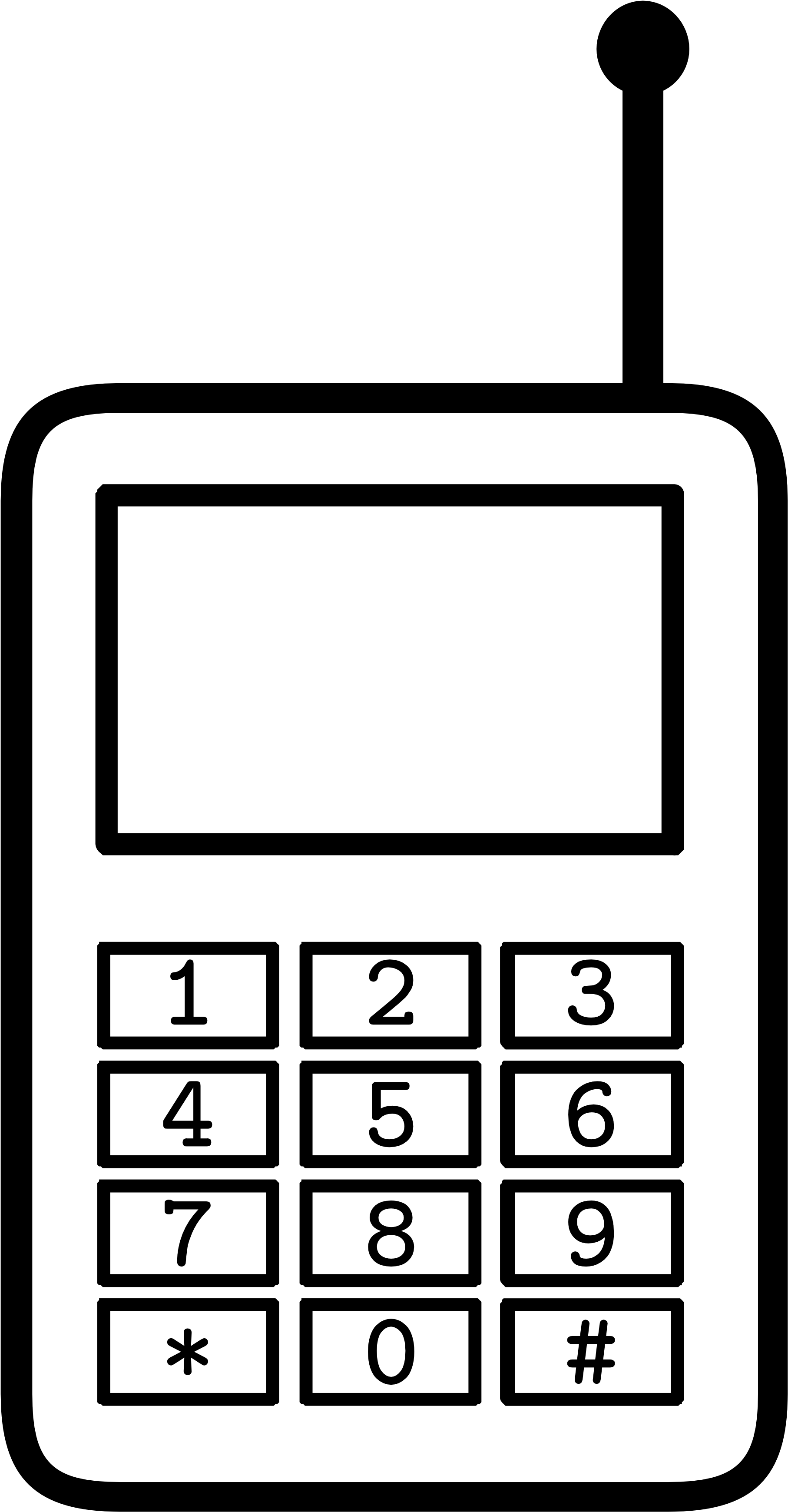 Clipart Handphone - Phone Black And White Clipart (1979x3799)