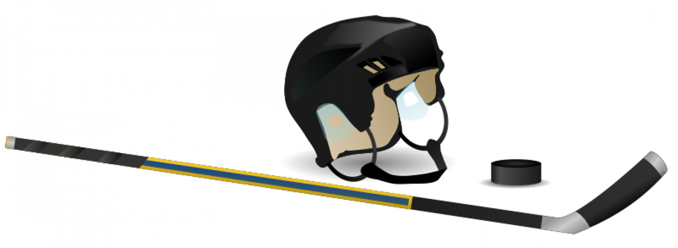 Ice Hockey Stick, Cap And Puck Vector Image - Hockey Helmet And Stick (1365x500)