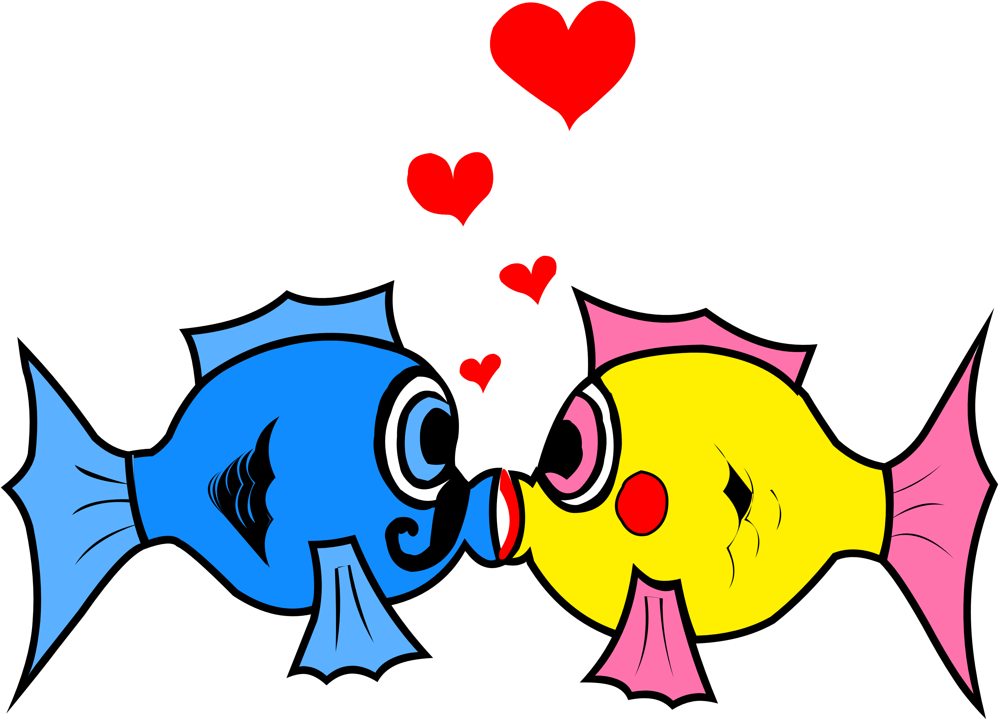 Fish Images Clip Art - Fish In Love Clipart (3333x2403)