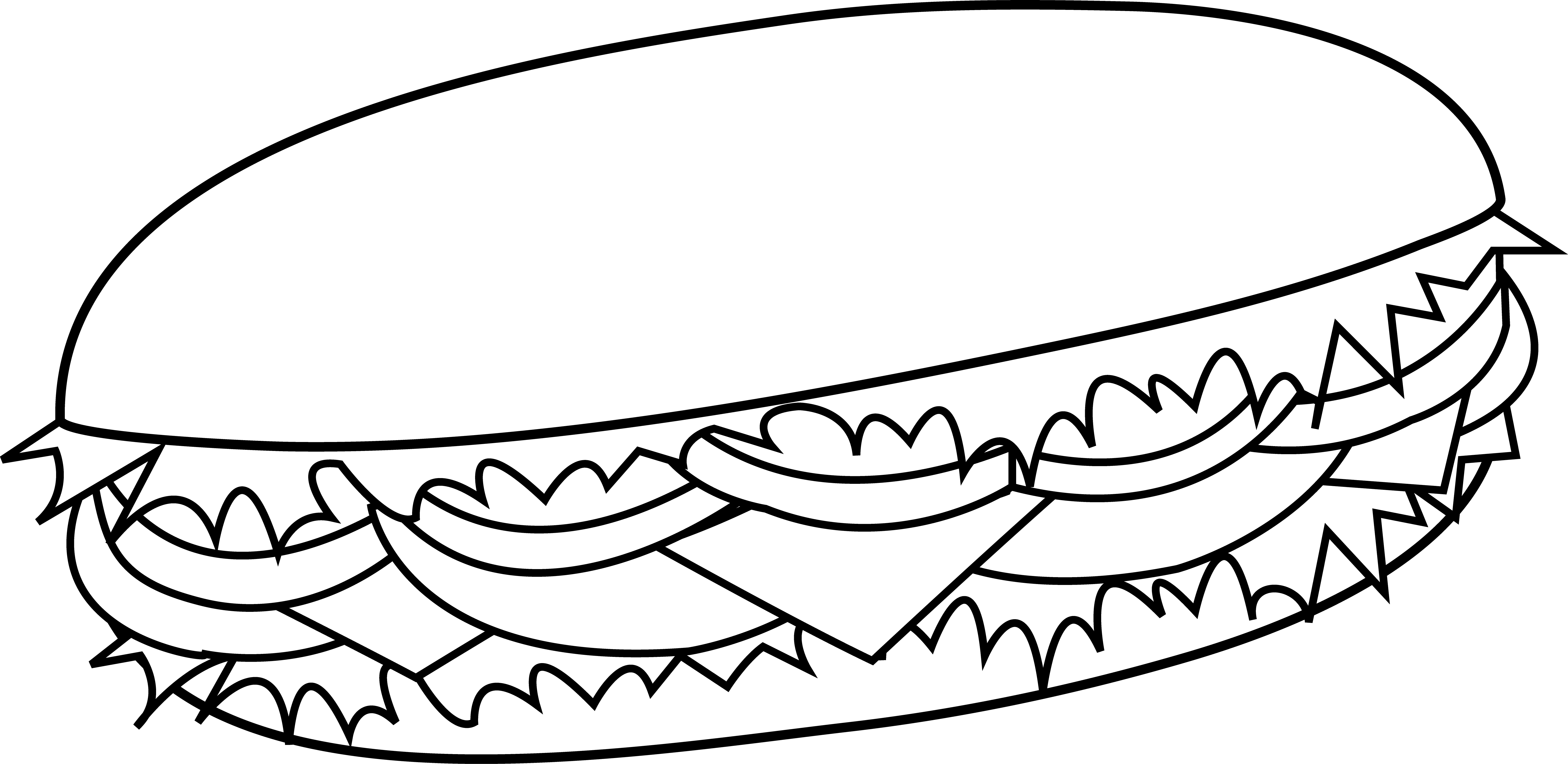 Burger Clipart Black And White - Sandwich Black And White (6822x3324)