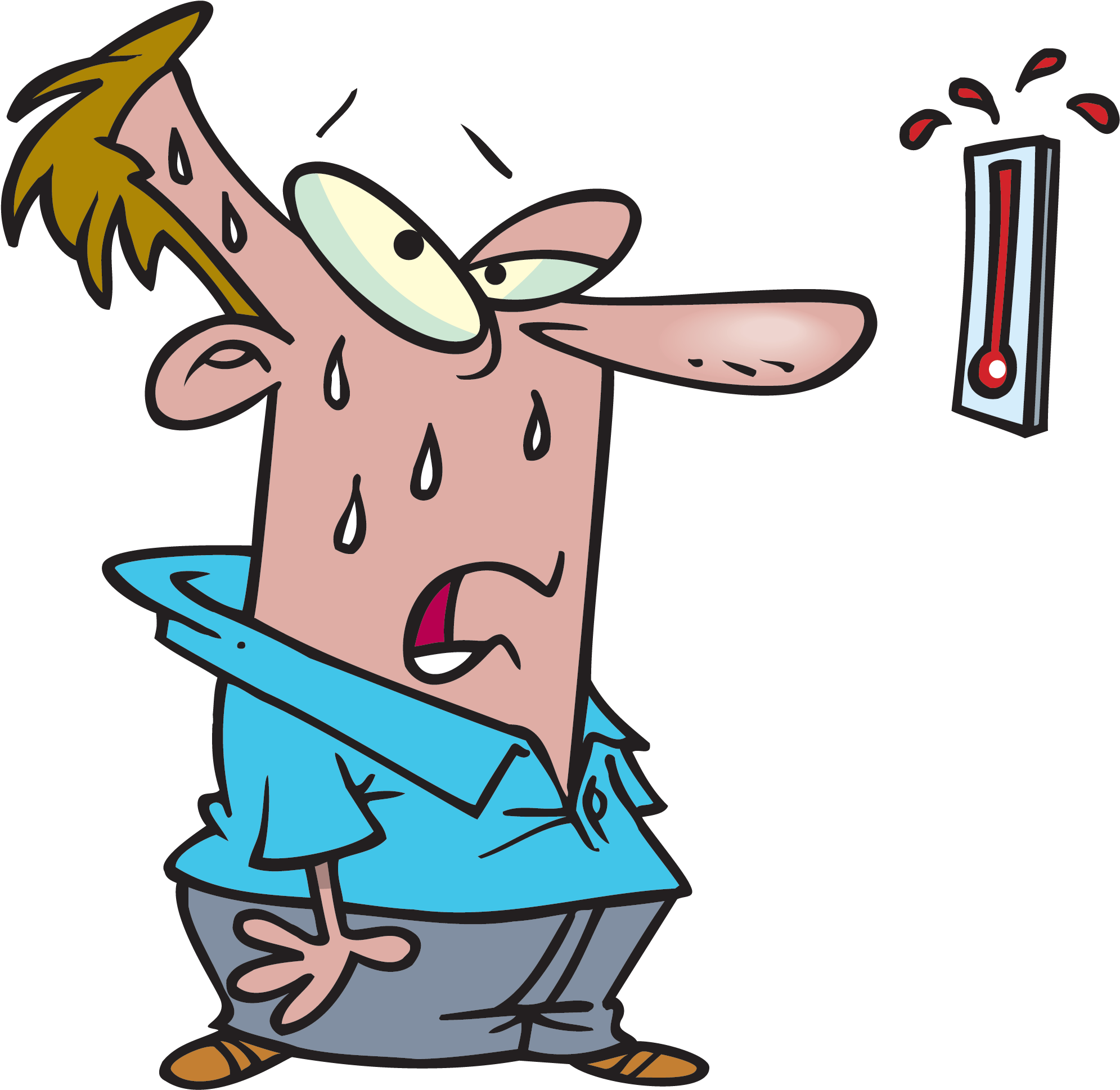 Too Hot Temperature Clipart - Sweating Cartoon (2000x1946)