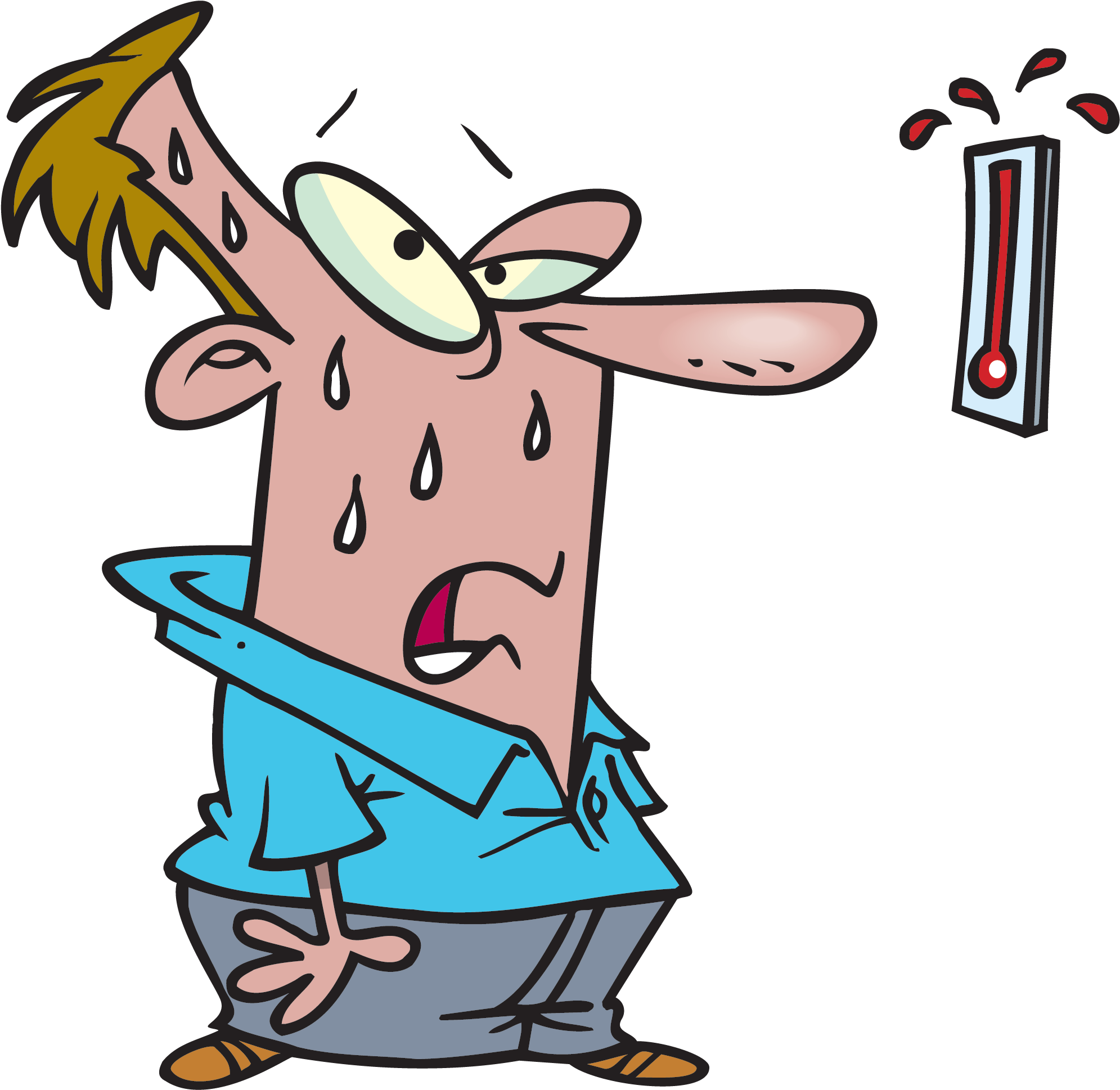 Too Hot Temperature Clipart - Sweating Cartoon.