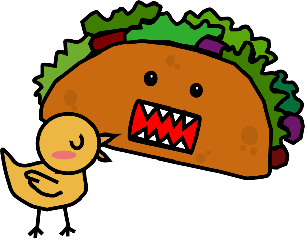 Taco Black And White Clipart - Cartoon Taco (600x471)