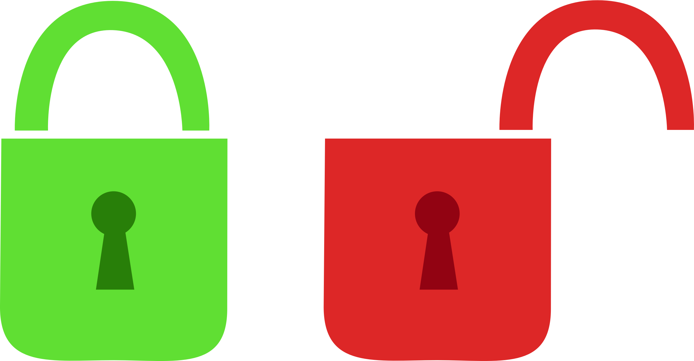 Clipart Open And Closed Lock - Open And Closed Lock (2400x1248)