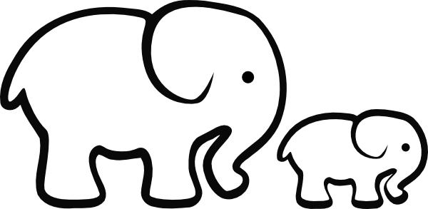 Elephant Clipart Easy Pencil And In Color Elephant - Baby Elephant Clipart Black And White (600x293)