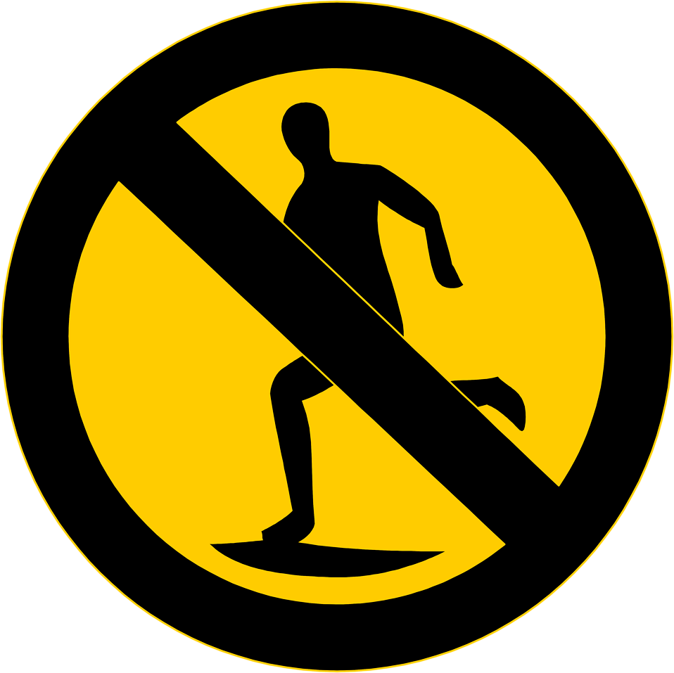 8598 Illustration Of A No Running Symbol Pv - No Entry Sign Yellow (958x957)