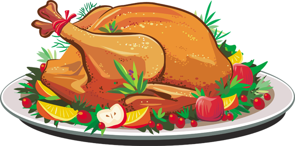 Christmas Turkey Dinner Clipart - Thanksgiving Turkey Dinner Clipart (640x317)