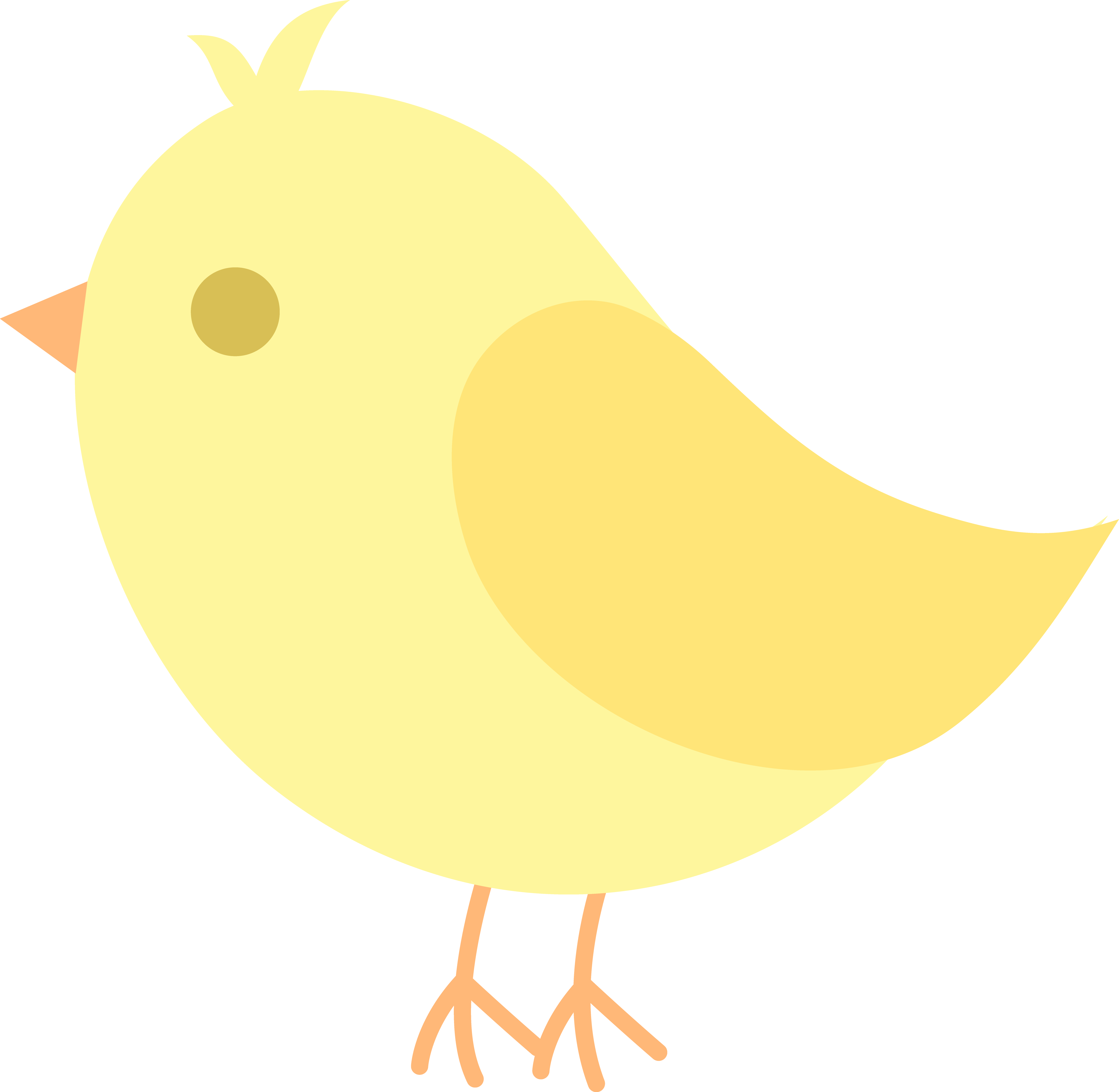 Cute Yellow Bird Clip Art - Cute Cartoon Yellow Birds (4621x4511)