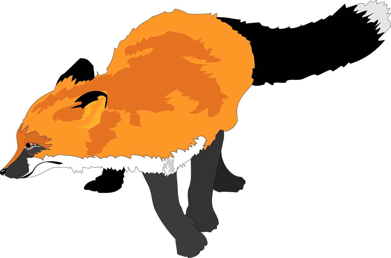 White, Orange, Fox, Running, Animal, Fast, Fur - Fox Vector (1280x845)