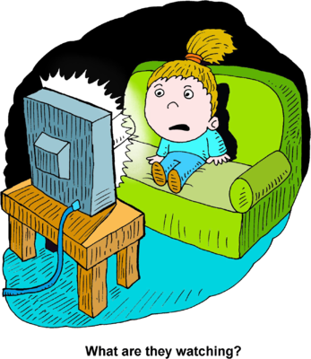 Movie Night Clipart Hostted - Watching Tv At Night Clipart (347x400)