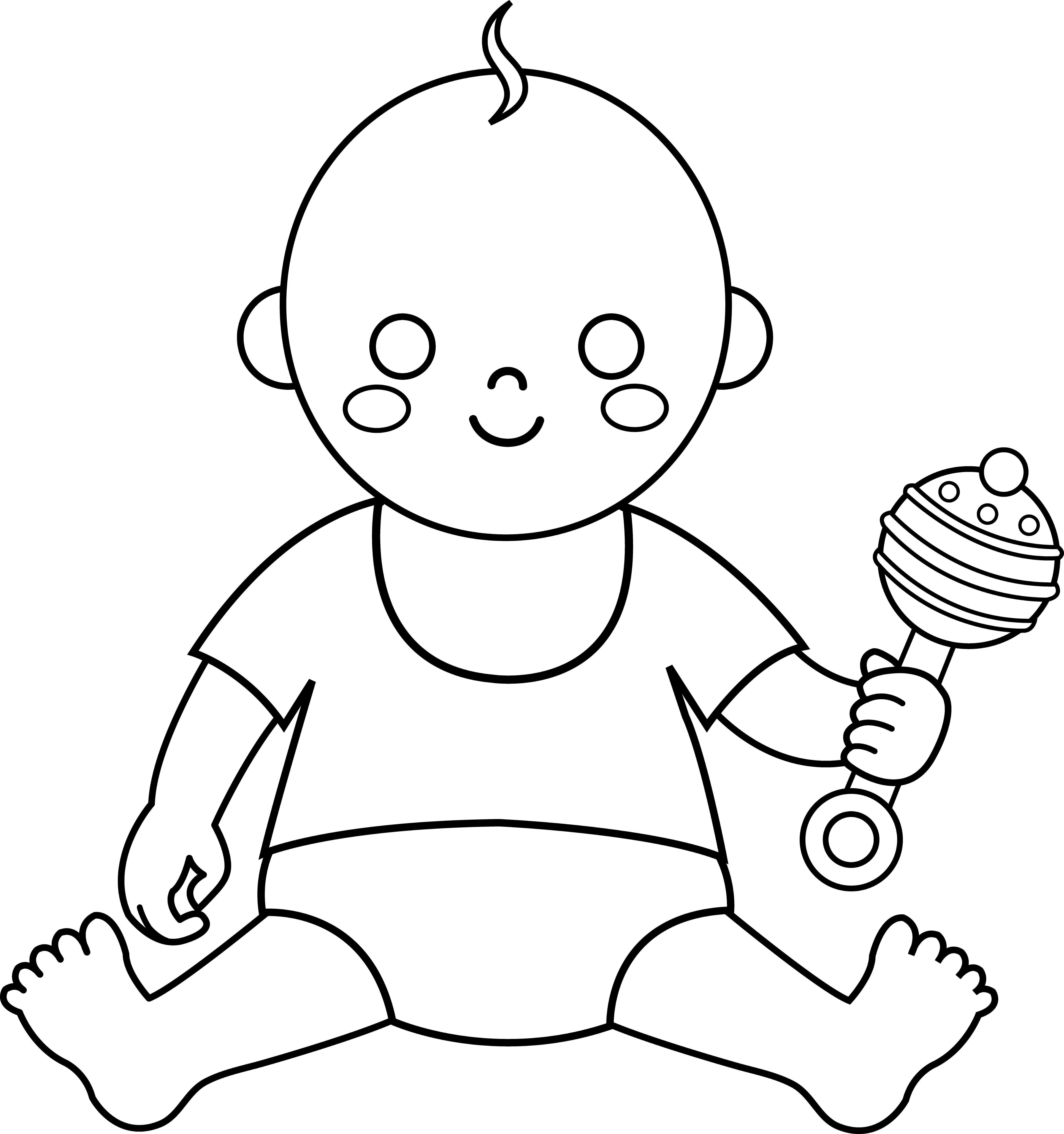 Colorable Baby Design - Kid A Bib Clipart Black And White (5372x5725)