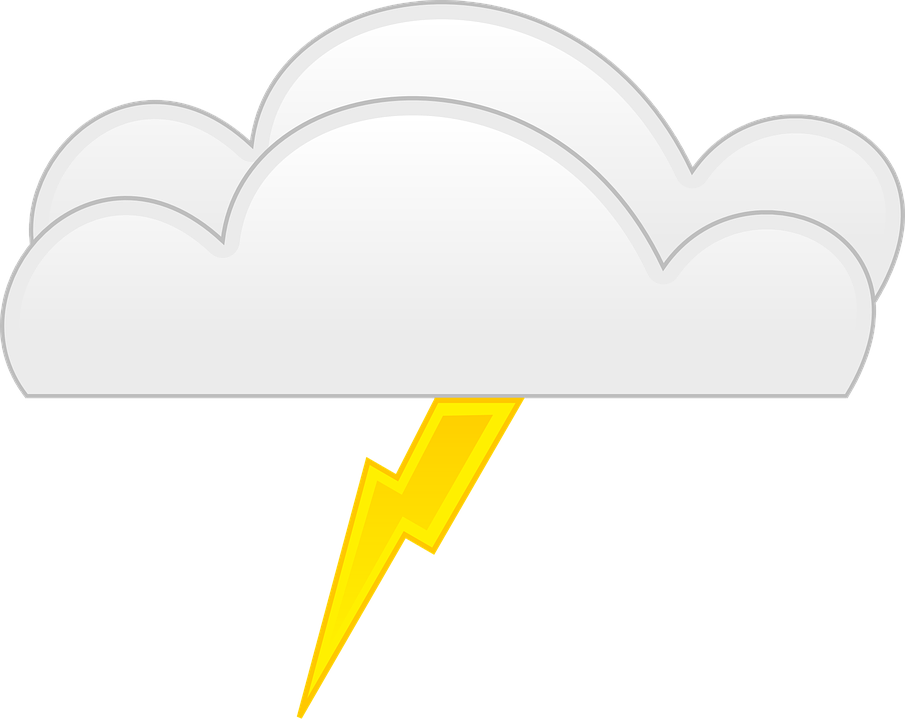 Lightning Bolt Yellow Cloud Weather Thunder Power - Thunder Cartoon (905x720)