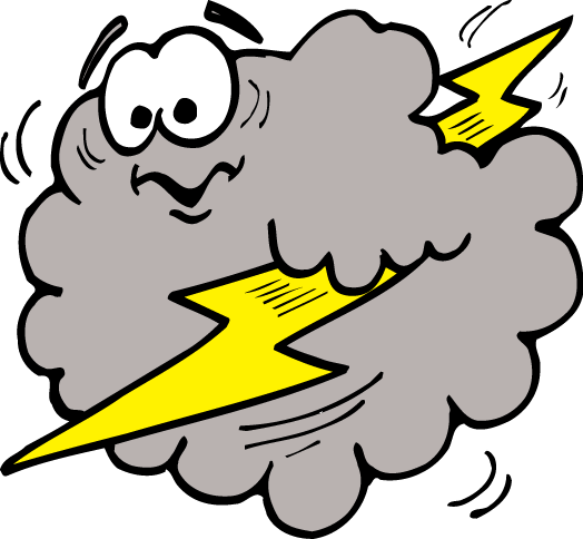 Free Clip Art Of Lightning Clipart - Cloud With Lightning Clipart (524x484)