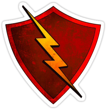 Red - Lighting - Bolt - Shield With Lightning Bolt (375x360)